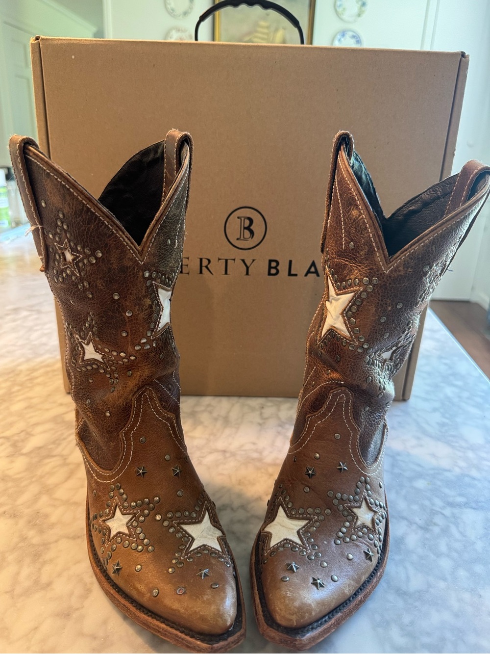 LIBERTY Black Tan Mossil Leather Calipso Boots